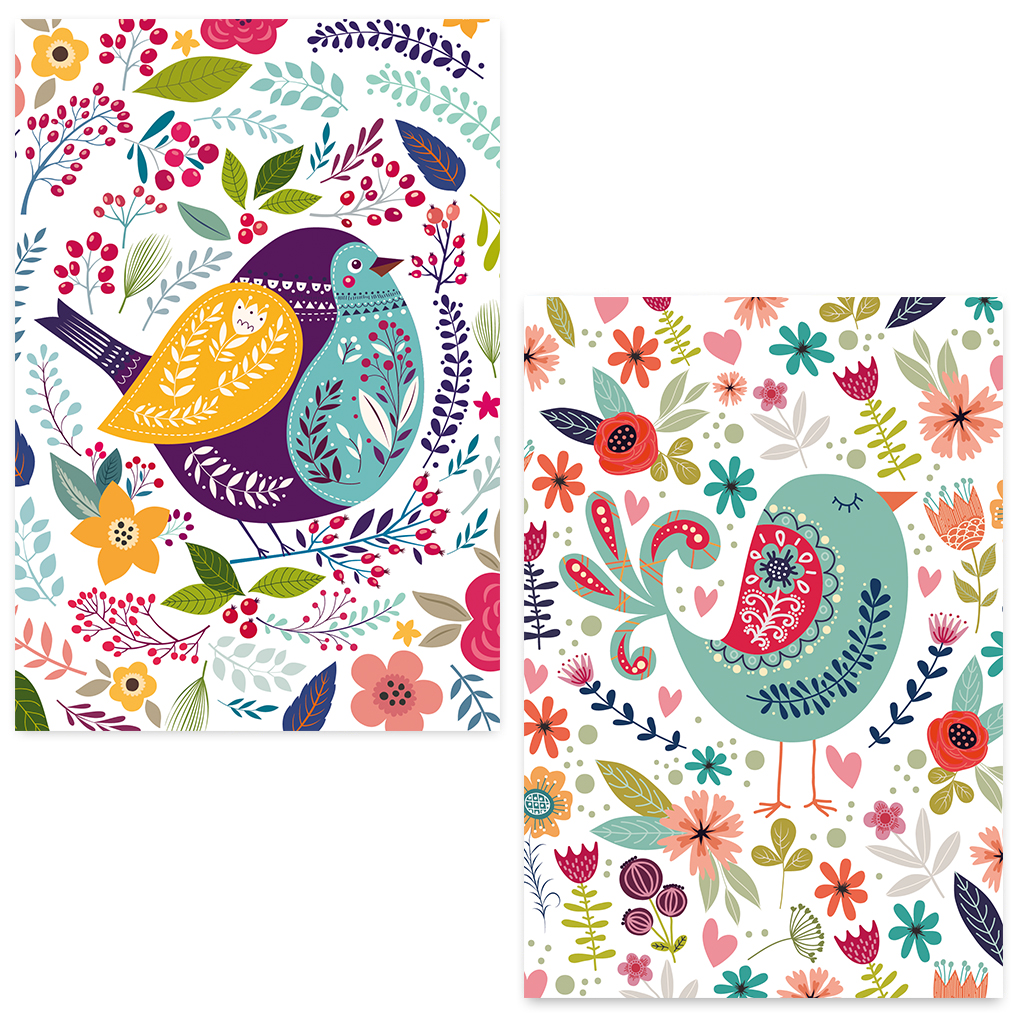 ZB0086 - Wenskaarten Fleurige vogels