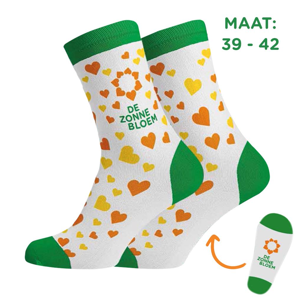 ZB0169 - Zonnebloem sokken groen <br>Maat 39 - 42