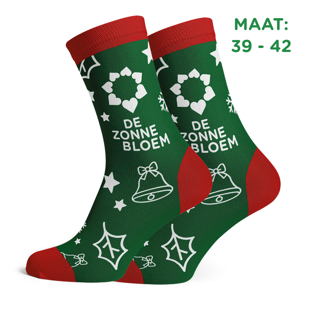 ZB0193 - Zonnebloem kerstsokken <br>Maat 39 - 42